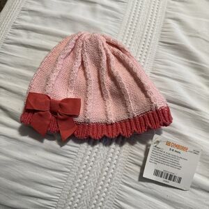Gymboree NWT 3-6 Months Pink Hat Beanie Coral Bow Baby Girls